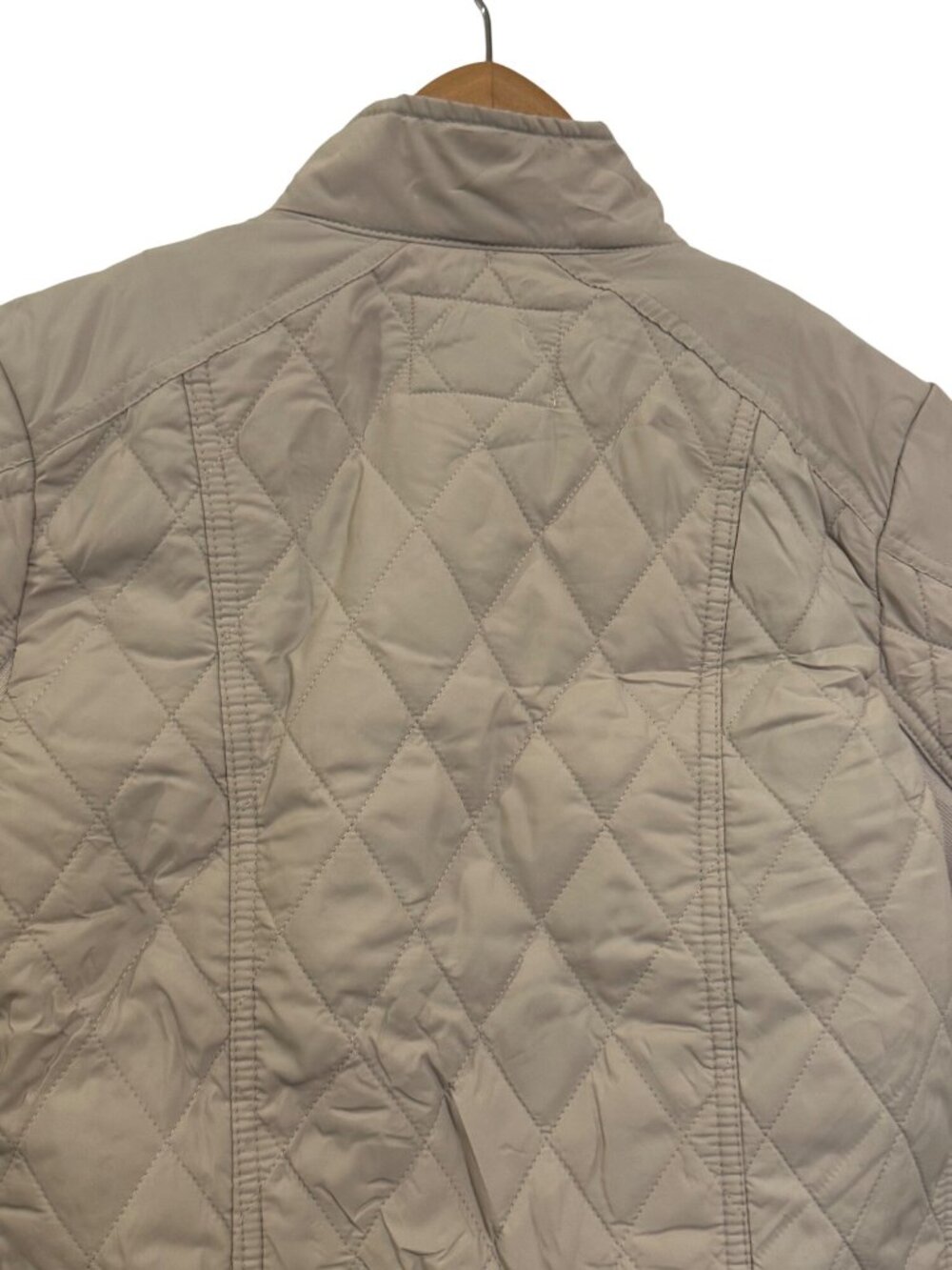 Quilted Beige Jacket With Snap Pockets & Funnel Neck A New Day M - Picture 7 of 7